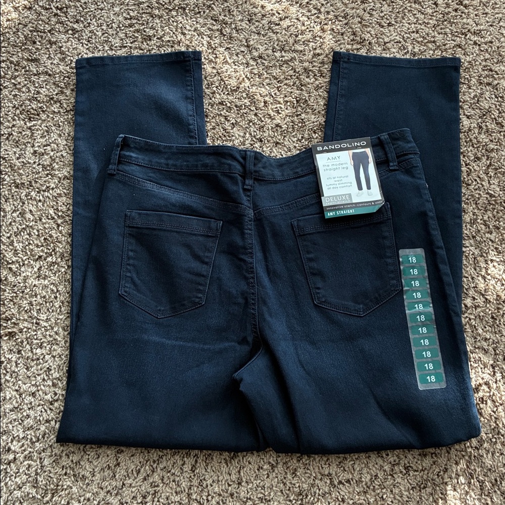 Bandolino Cotton Jeans Pants Amy Straight Leg Plus SZ 18 Blue New with Tags!